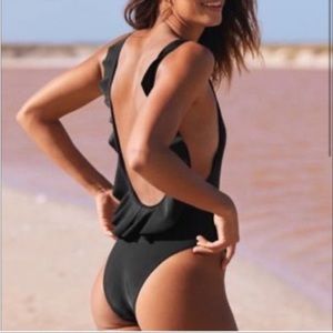 Aerie Scoop Back Ruffle One Piece